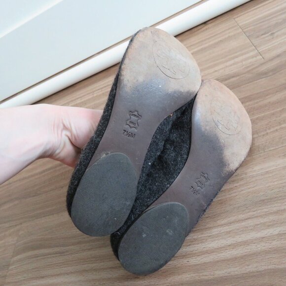 TORY BURCH Ambrose Sienna Flannel Wool Cap Toe Flats Shoes Officecore Academia - Picture 12 of 14